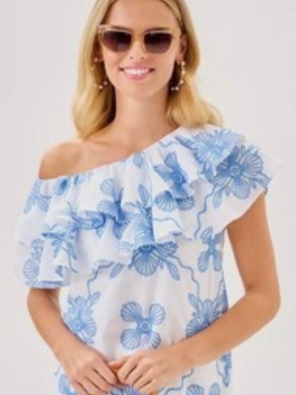 NWT Lilly Pulitzer Trixie One Shoulder Ruffle Top  Size Large